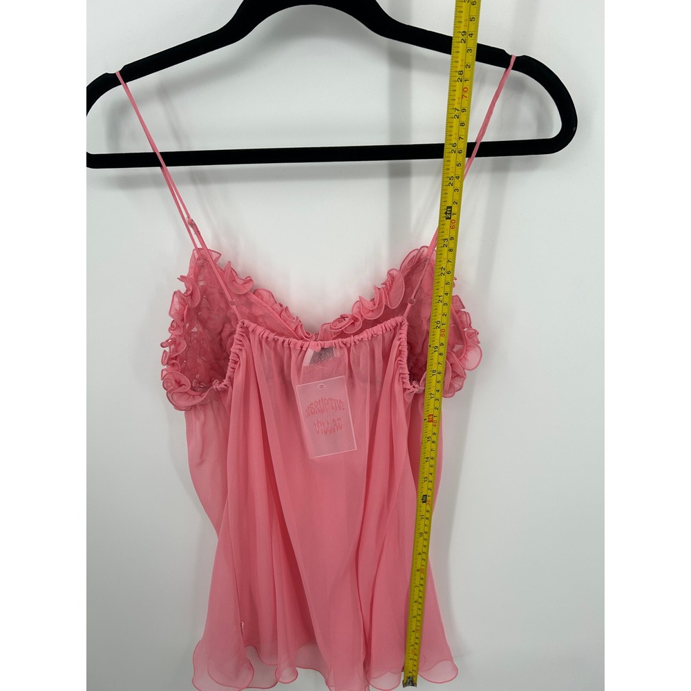 La Senza Lingerie Pink Ruffle Rosette Babydoll Chemise Sheer Nightgown Small - Picture 8 of 13